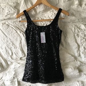 BRAND NEW W/TAG | Black sequined tank top